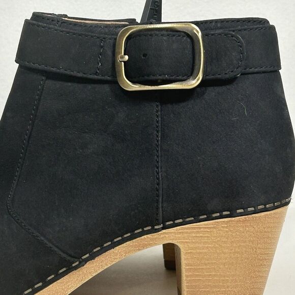 Dansko Autumn Booties Size 37 6.5 7 US Black Nubuck Leather Ankle Buckle Heel - Picture 6 of 10